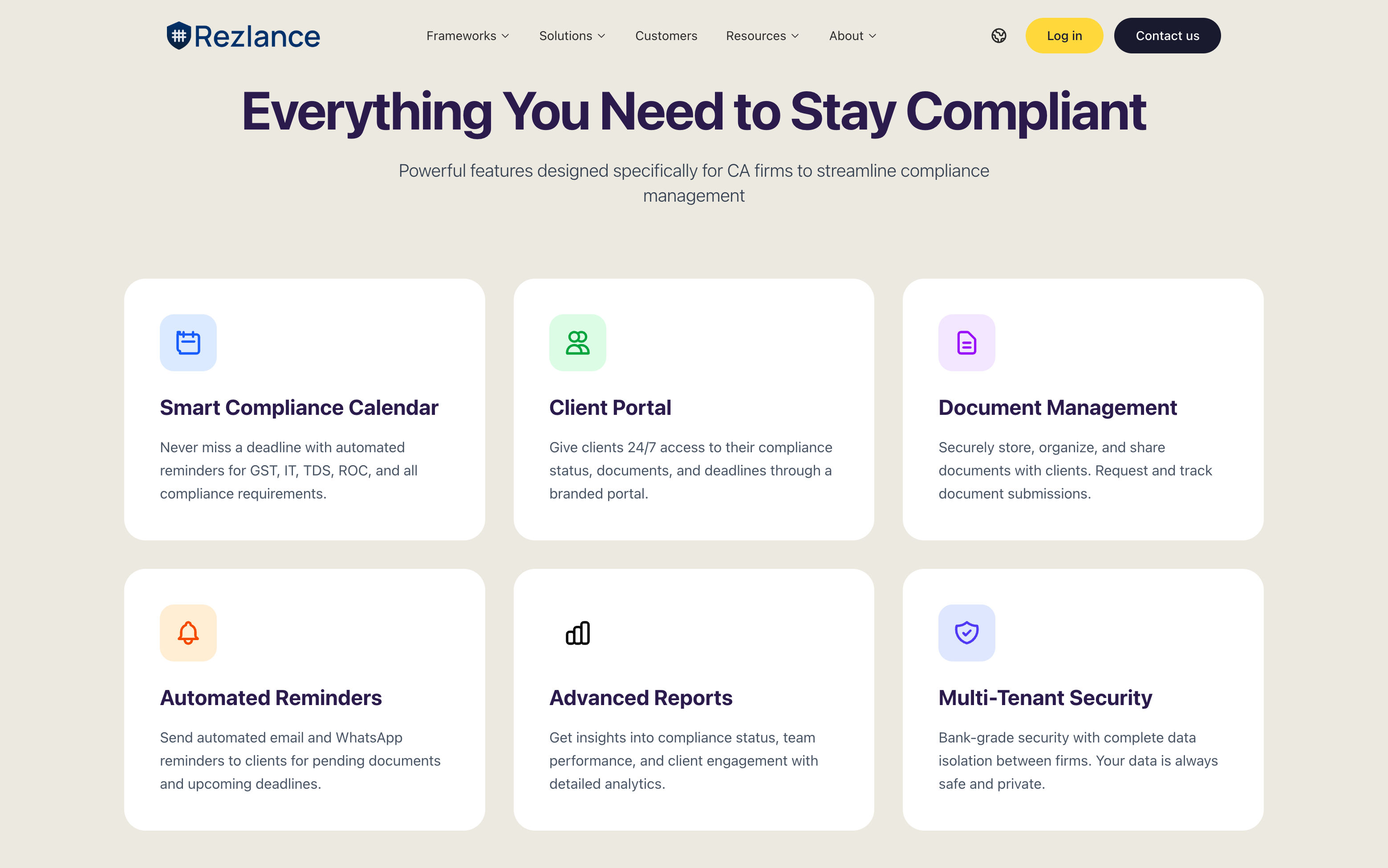 Rezlance Dashboard - Frameworks Overview